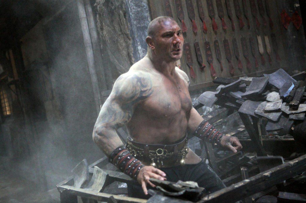 Former WWE Champion Dave Bautista is Drax the Destroyer in Guardians of the Galaxy