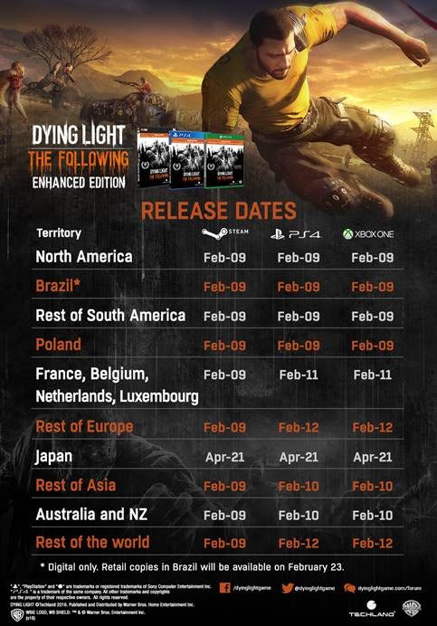 Dying Light: The Following – Enhanced Edition Global Release Dates Announced Dying Light: The Following – Enhanced Edition Global Release Dates Announced