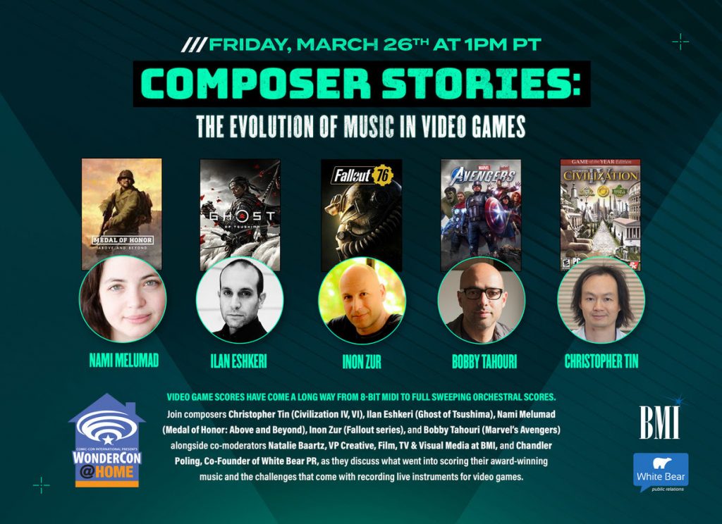 BMI & White Bear PR Present “Composer Stories: The Evolution of Music in Video Games” at WonderCon 2021