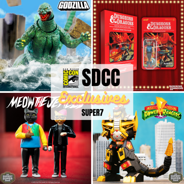 SDCC 2023 Exclusives from Super7 include Godzilla Galore, Morphin Times, Run the Jewels and more